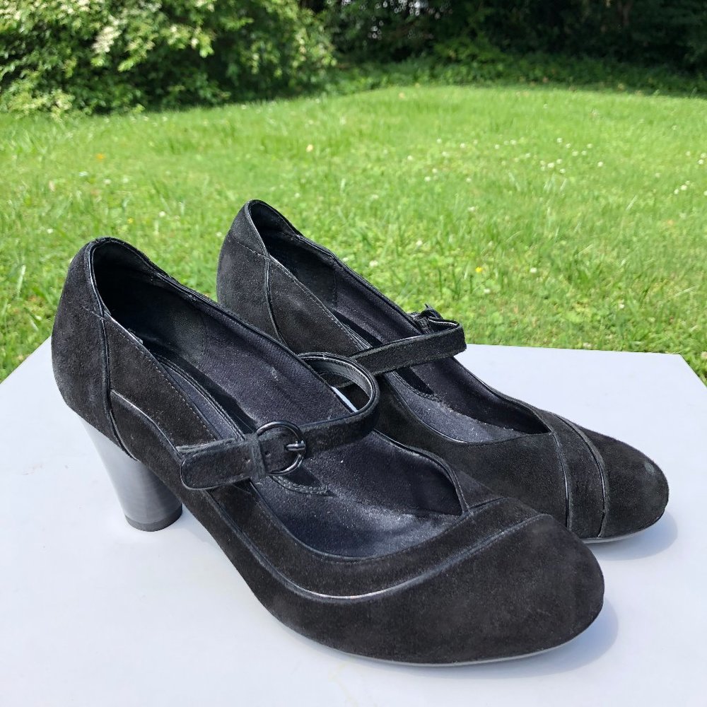 Clarks Black Suede Mary Janes